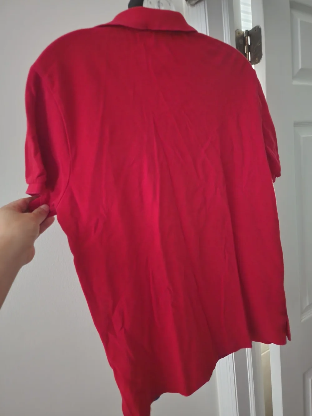 Ralph Lauren Red Polo with Blue and White Diagonal Stripes